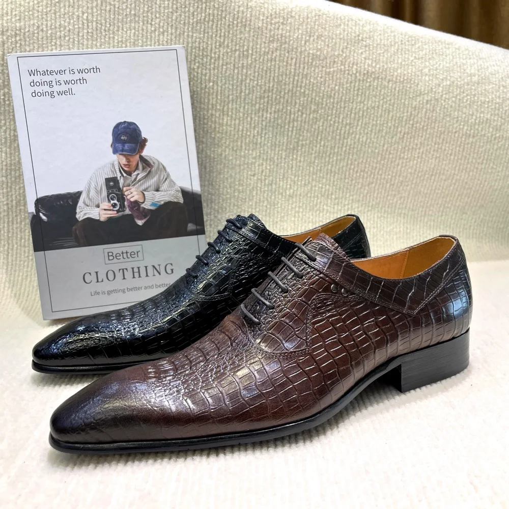Men'S Formal Wear For Office - Italian Luxury Men's Pointed Toe Oxford