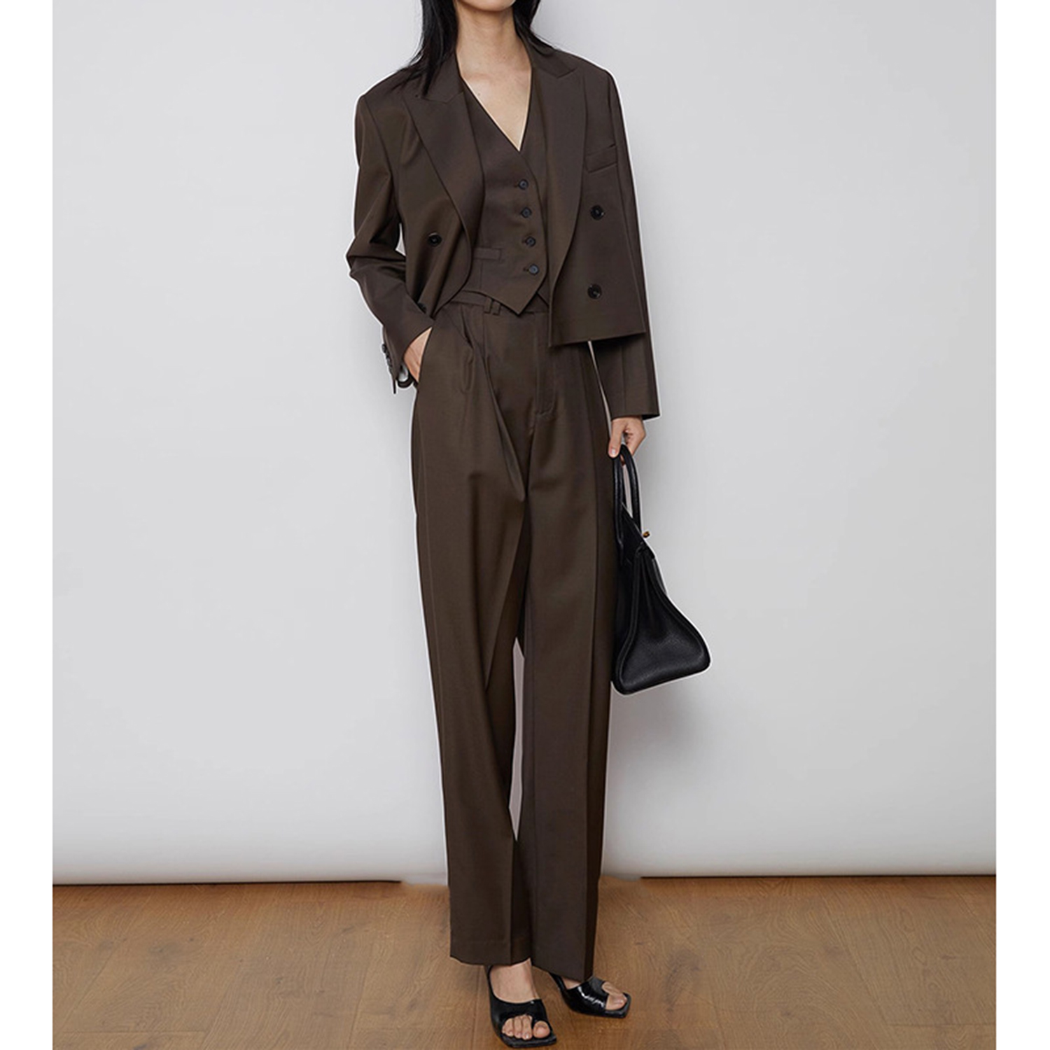 Double Breasted Blazer - Allingentle Women's Suit Pantsuit 3 Piece