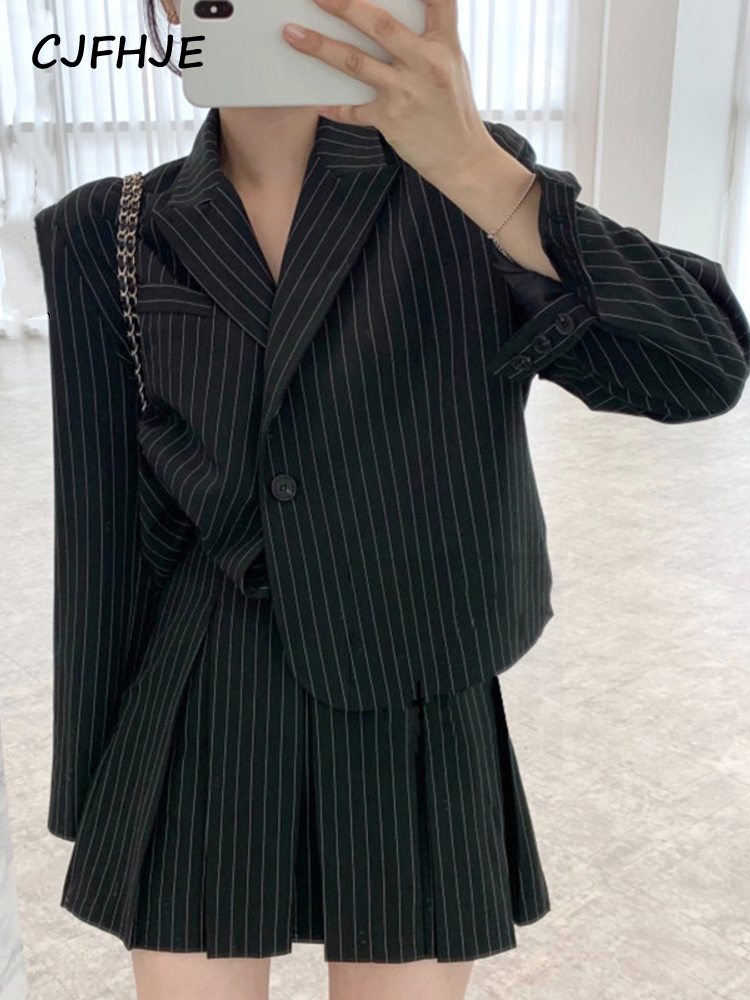 Double Breasted Blazer - CJFHJE Fashion Stripe Blazer Women Autumn