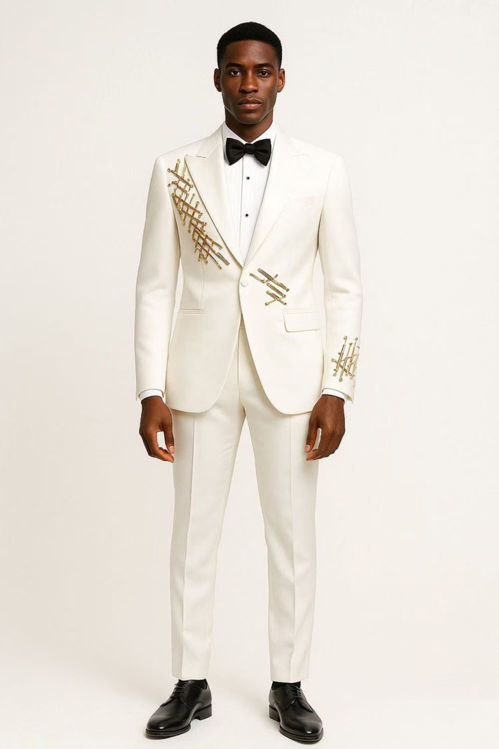 Men Formal Wear Black And White - Fashion Black White Catwalk Men Suits