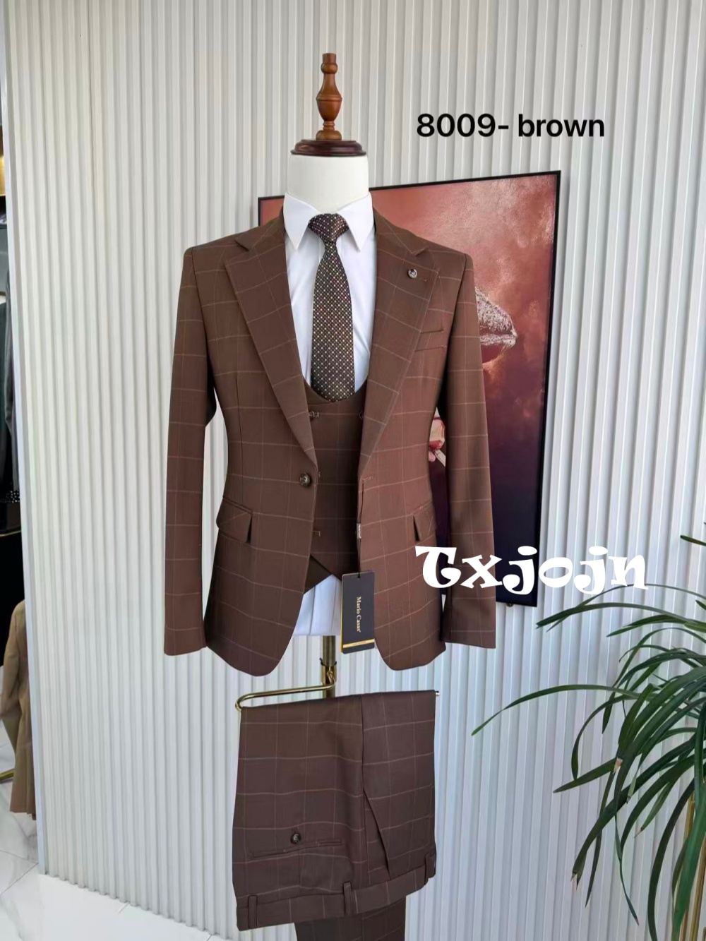 Men'S Formal Wear For Office - Men's Plaid Tuxedo 3 Pieces Jacket