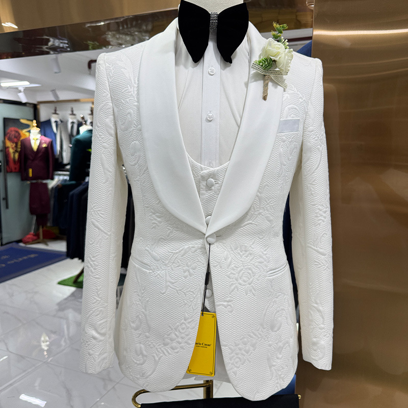 Men Formal Wear Black And White - Men Wedding Suit White 3 Piece