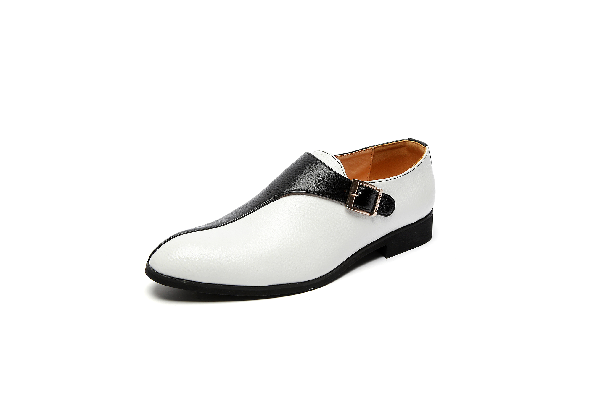 Men Formal Wear Black And White - Classic Black and White Patchwork Loafers