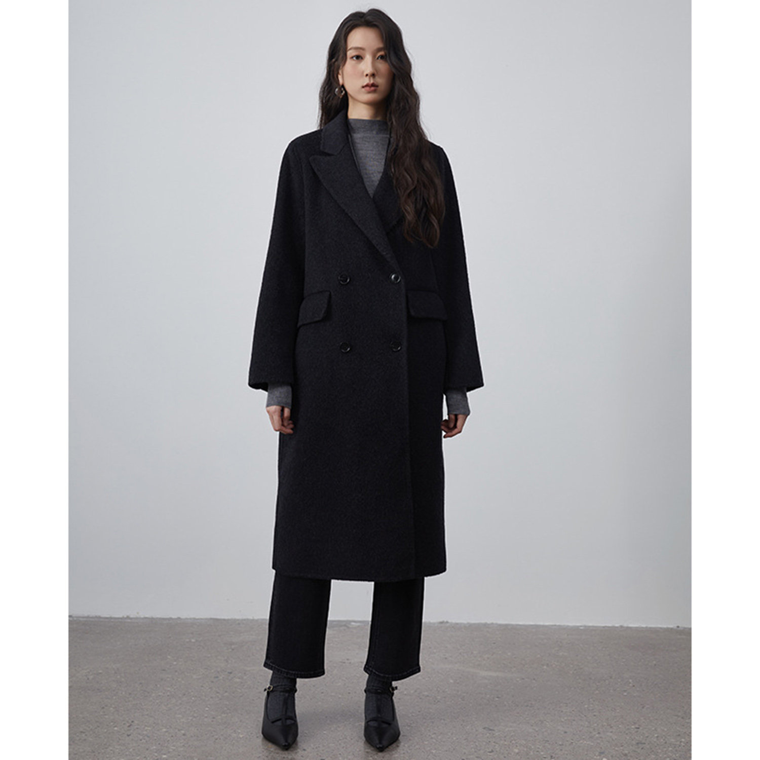 Double Breasted Blazer - Allingentle Women's Suit Long Blazer Woolen