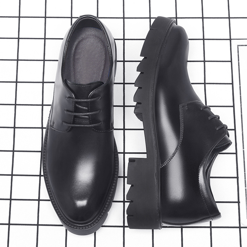 Men'S Formal Wear For Office - Mens Black Leather Lace Up Dress