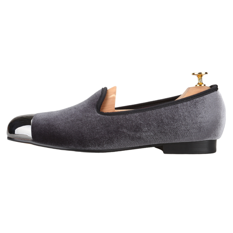 Piergitar Gray Velvet Slip-On  - Men'S Formal Wear Slippers recension och pris