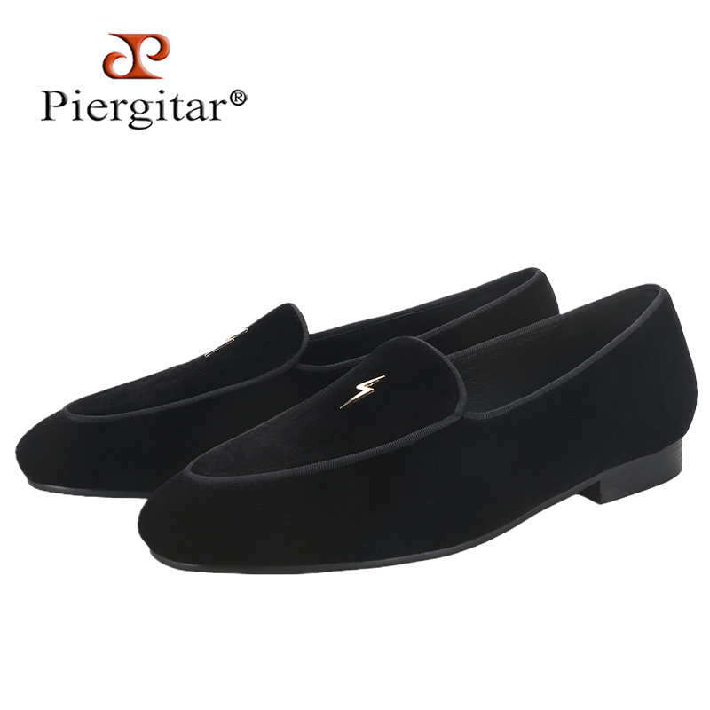 Piergitar Black Color Velvet M - Men'S Formal Wear Slippers recension och pris