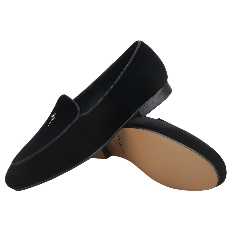 Piergitar Black Color Velvet M - Men'S Formal Wear Slippers recension och pris