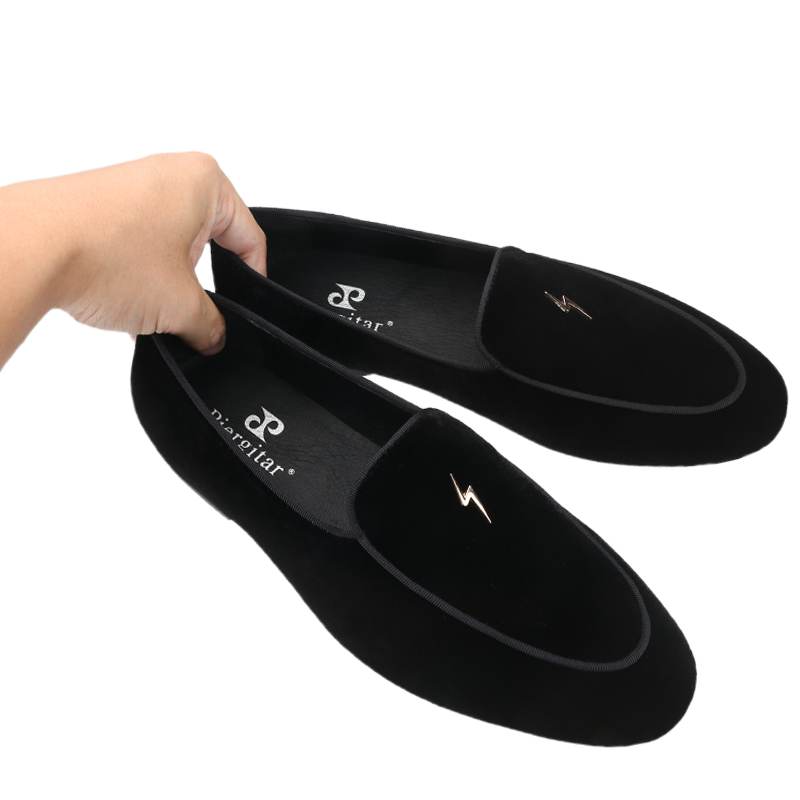 Piergitar Black Color Velvet M - Men'S Formal Wear Slippers recension och pris