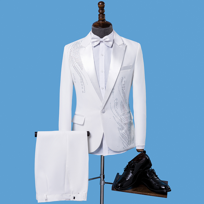 Men's Slim Fit Formal Suit wit - Men Formal Wear Black And White recension och pris