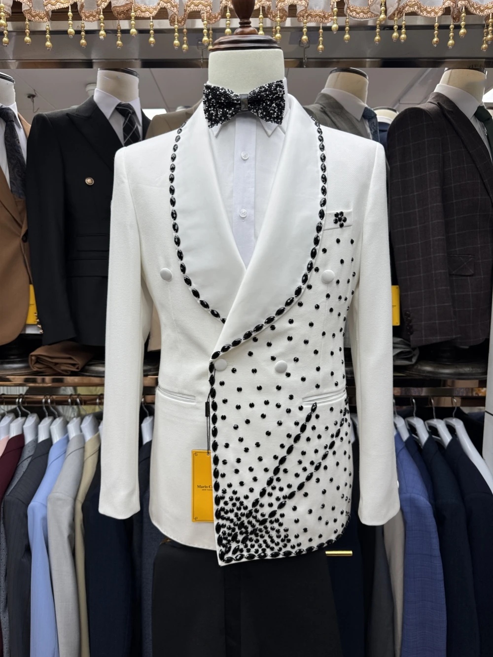 White Groom Men Suit Set 2 Pie - Men Formal Wear Black And White recension och pris