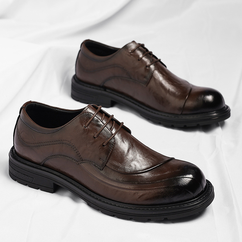 Brown Burnished Genuine Leathe - Men Formal Wear Fashion recension och pris