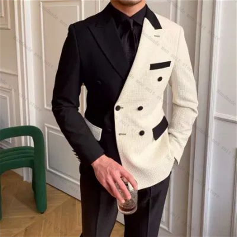 Black White Men Suits 2 Piece  - Men Formal Wear Black And White recension och pris