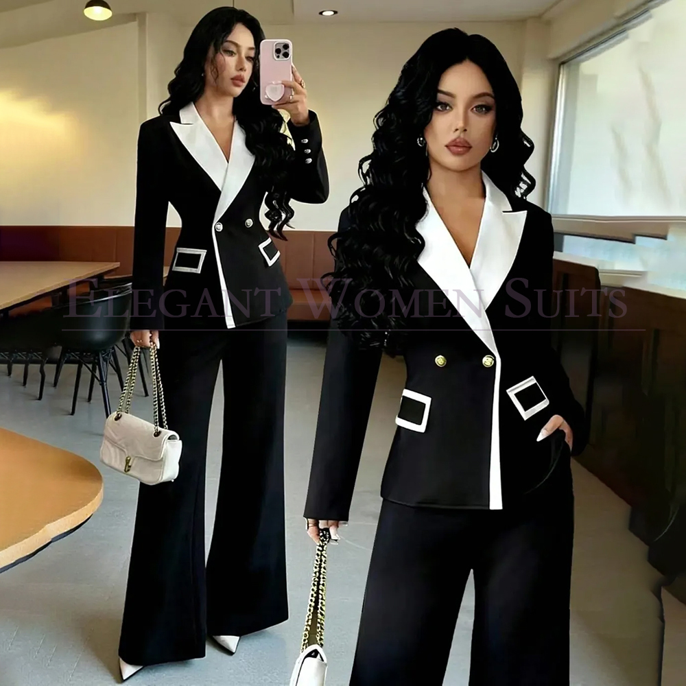 Luxury Black Women's Suits 2 P - Double Breasted Blazer recension och pris