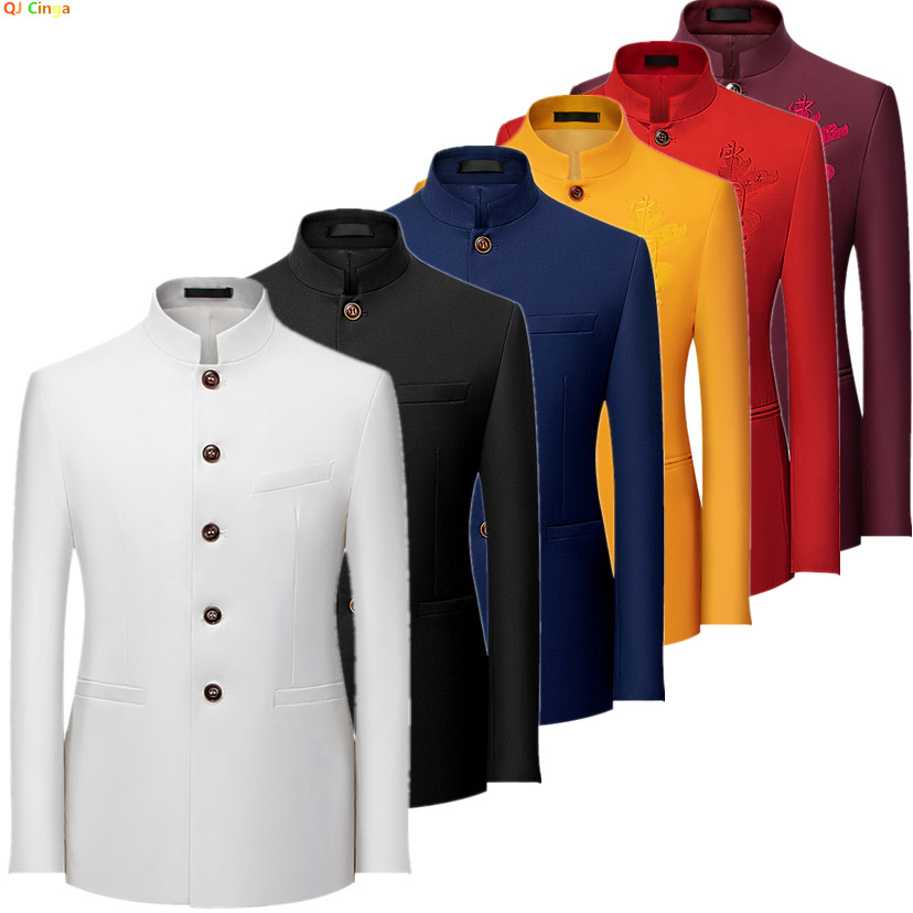 2026 Men's Chinese Style Long  - Men Formal Wear Black And White recension och pris