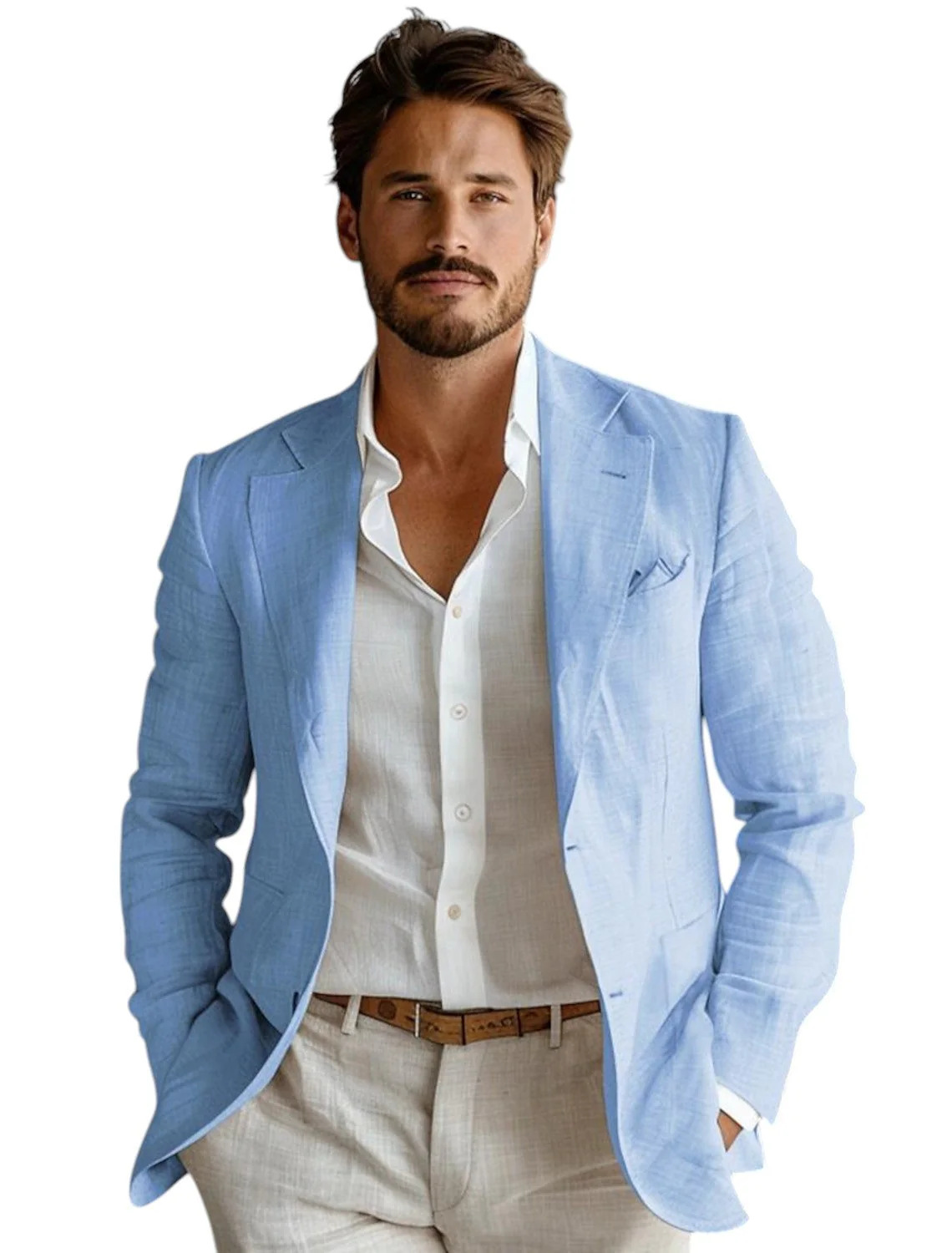 Blue Slim Fit Men's Linen Blaz - Men Formal Wear In Summer recension och pris