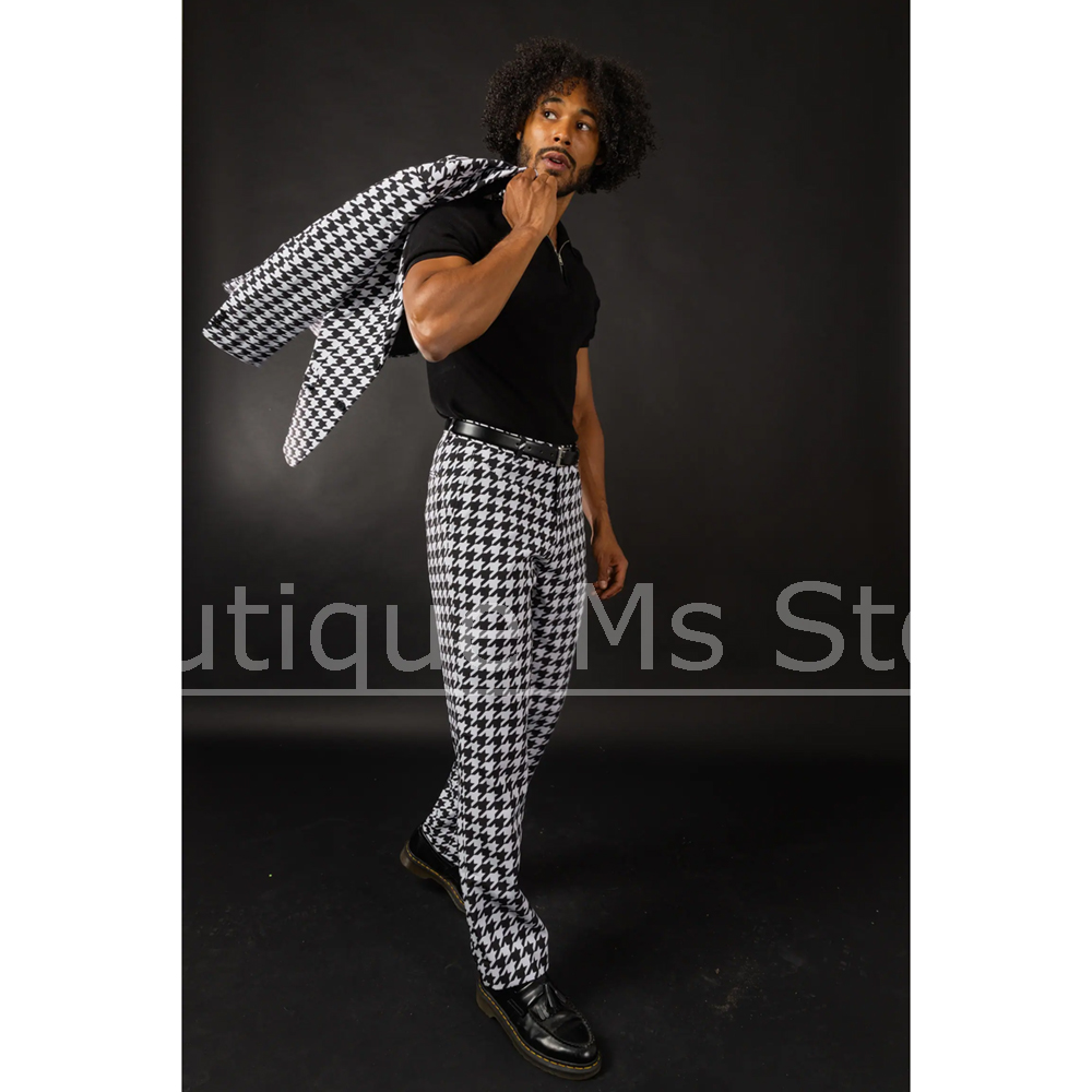 Black White Houndstooth Men's  - Men Formal Wear Black And White recension och pris