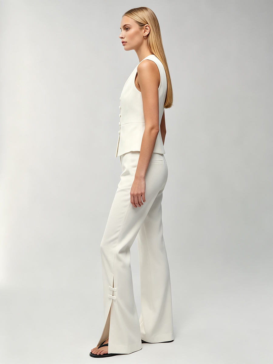 LIMO Women White Chinese Frog  - Young Men Formal Wear recension och pris
