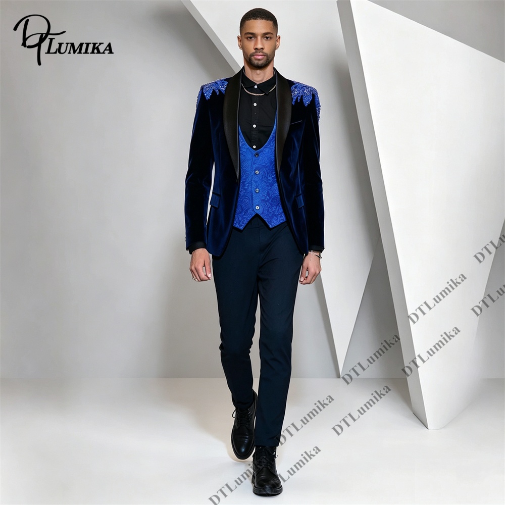 Peagent Men 3 Piece Velvet Sui - Men'S Formal Wear For Office recension och pris