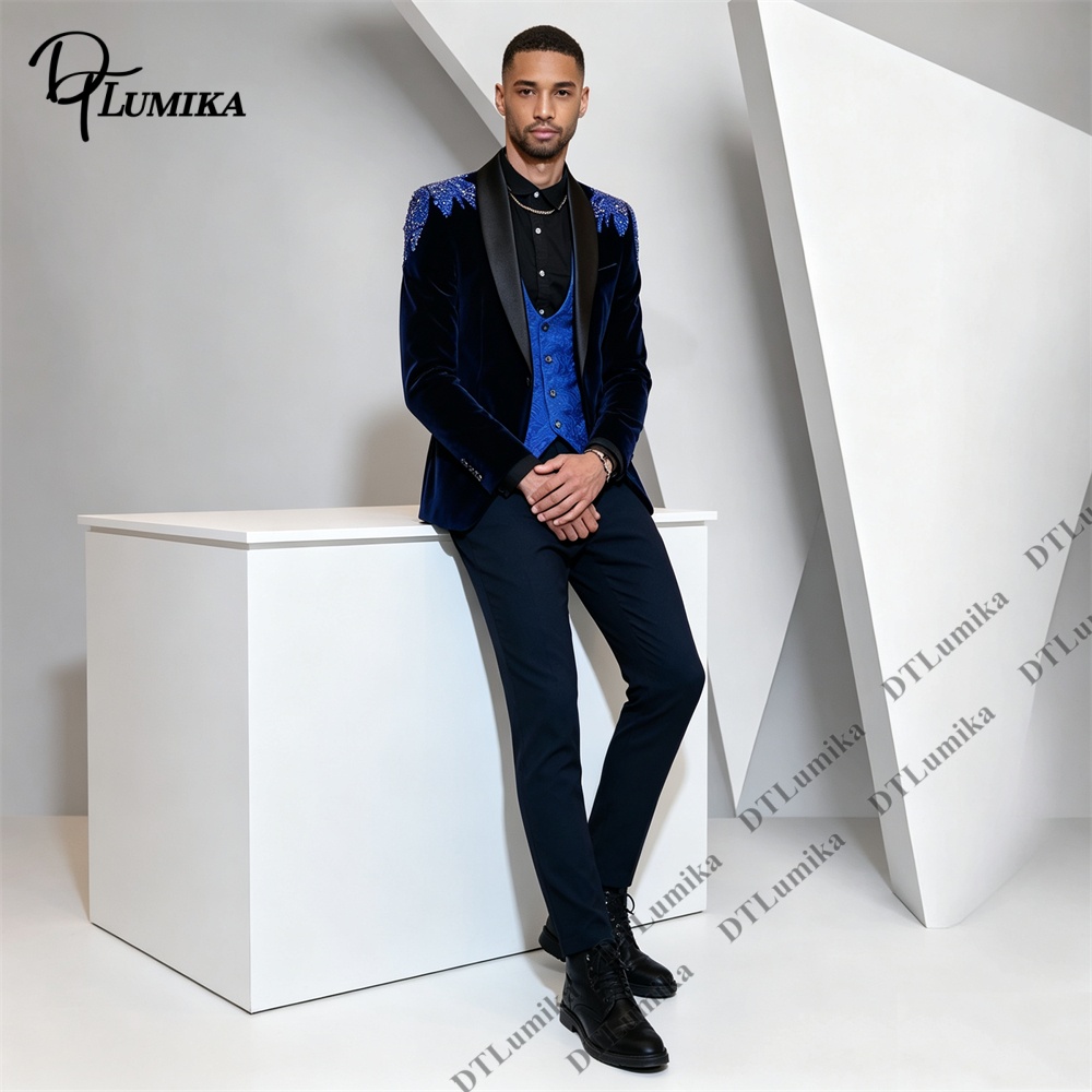 Peagent Men 3 Piece Velvet Sui - Men'S Formal Wear For Office recension och pris