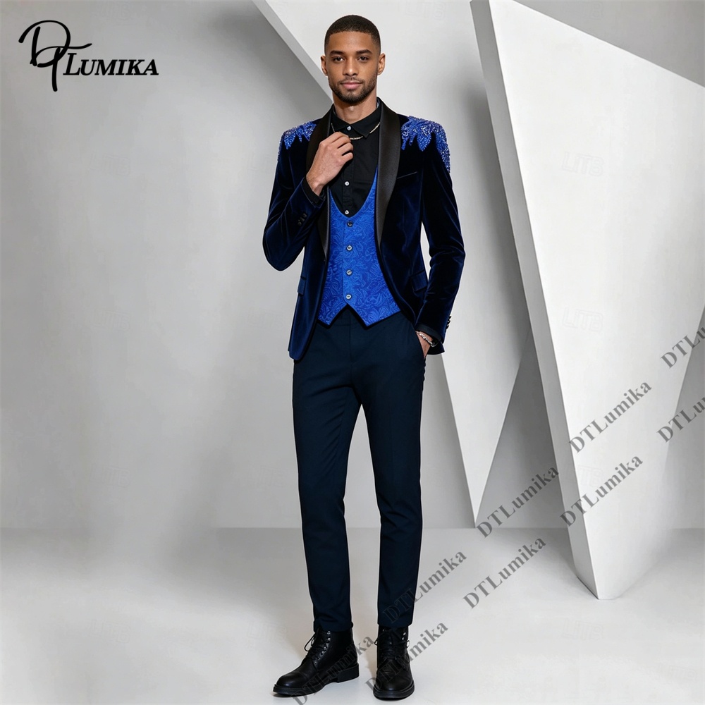 Peagent Men 3 Piece Velvet Sui - Men'S Formal Wear For Office recension och pris