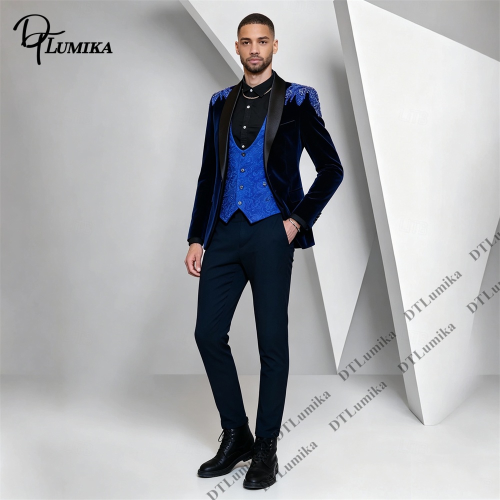 Peagent Men 3 Piece Velvet Sui - Men'S Formal Wear For Office recension och pris